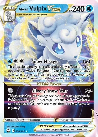 Alolan Vulpix VSTAR 034/195 - Silver Tempest - Holofoil