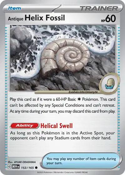 Antique Helix Fossil 153/165 - Scarlet & Violet 151 - Reverse Holofoil