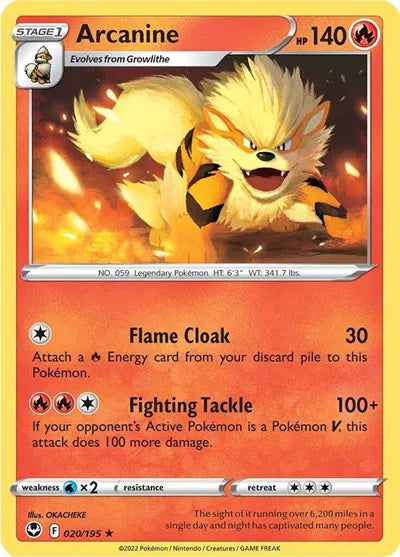 arcanine legendary pokemon card Arcanine 020/195 - Silver Tempest