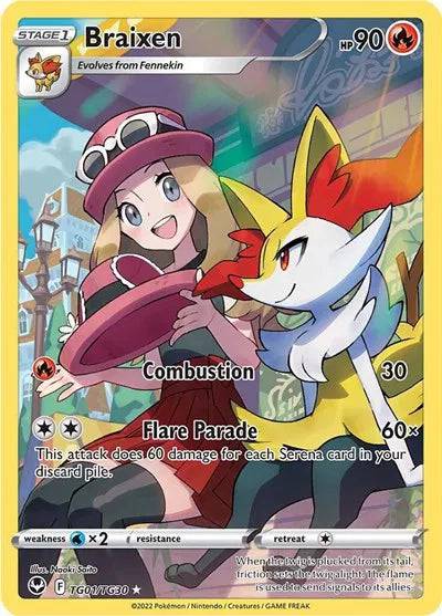 Braixen TG01/TG30 - Silver Tempest Trainer Gallery - Holofoil