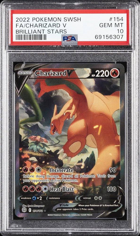 pokemon tcg brilliant stars single cards 017 172 charizard v (PSA 10) 154/172 - Variant:Zapdos (unweighted) this piece serves as Magic: The Gathering pulls Booter Display