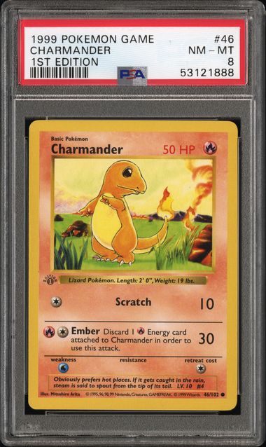 Charmander (PSA 8) 46/102 – Base Set (1st Edition & Shadaowless) – Normal