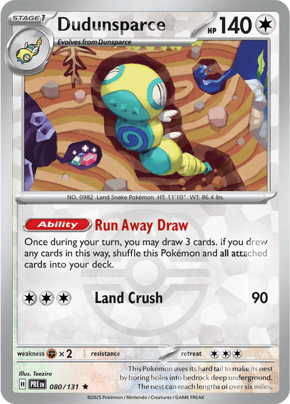 Dudunsparce 080/131 - Prismatic Evolutions - Master Ball Pattern