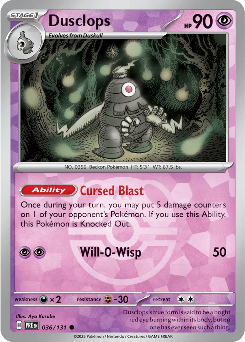 Dusclops 036/131 - Prismatic Evolutions - Master Ball Pattern