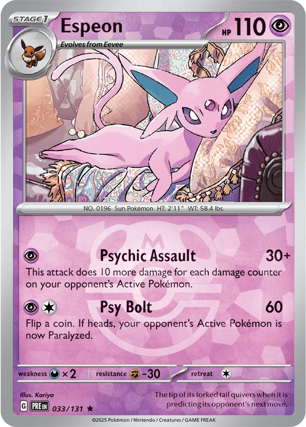 Espeon 033/131 - Prismatic Evolutions - Master Ball Pattern