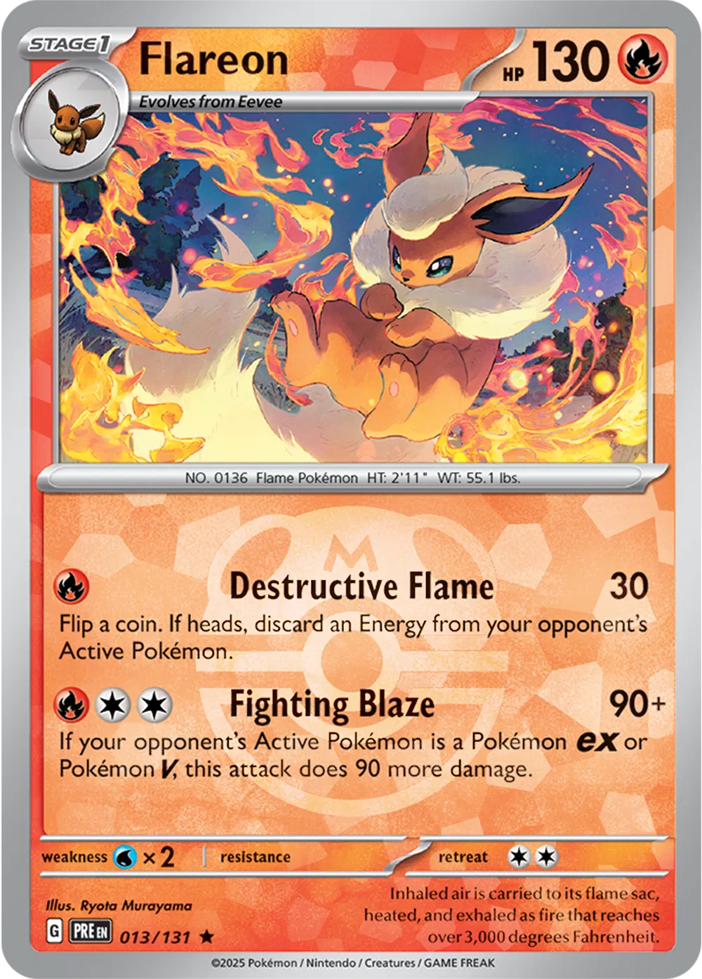 Flareon 013/131 - Prismatic Evolutions - Master Ball Pattern