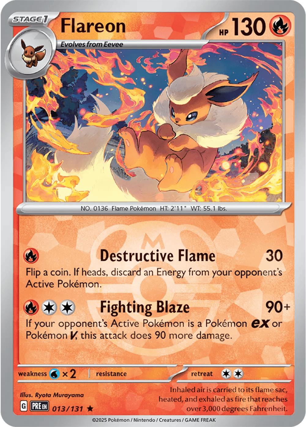 Flareon 013/131 - Prismatic Evolutions - Master Ball Pattern