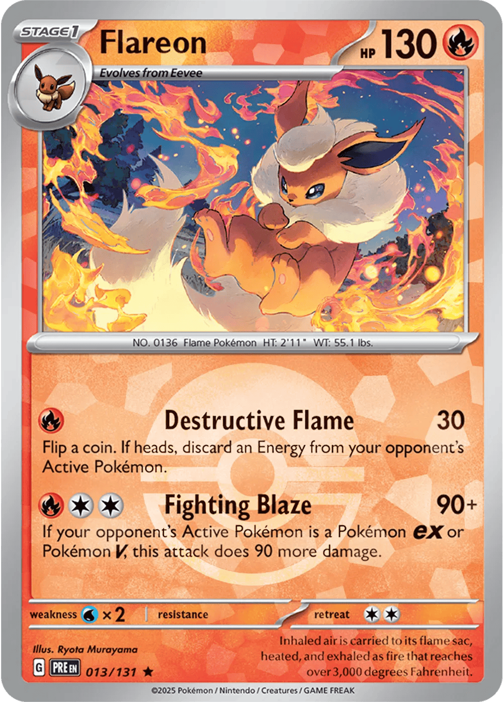 Flareon 013/131 - Prismatic Evolutions - Poke Ball Pattern