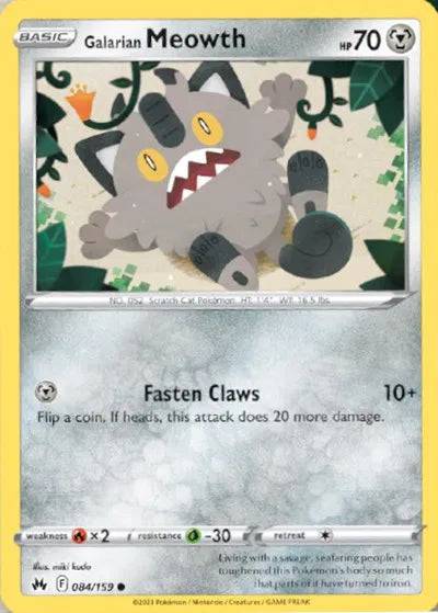 Galarian Meowth 084/159 - Crown Zenith - Normal