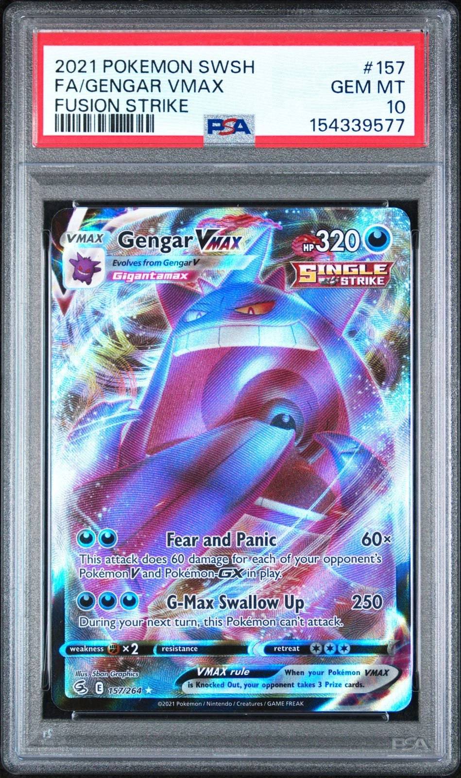 Gengar VMAX (PSA 10) 157/264 - Fusion Strike - Holofoil