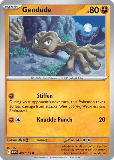 Geodude 074/165 - Scarlet & Violet 151 - Reverse Holofoil