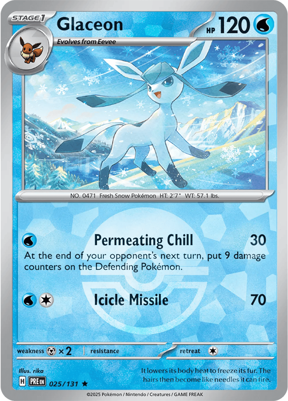 Glaceon 025/131 - Prismatic Evolutions - Poke Ball Pattern