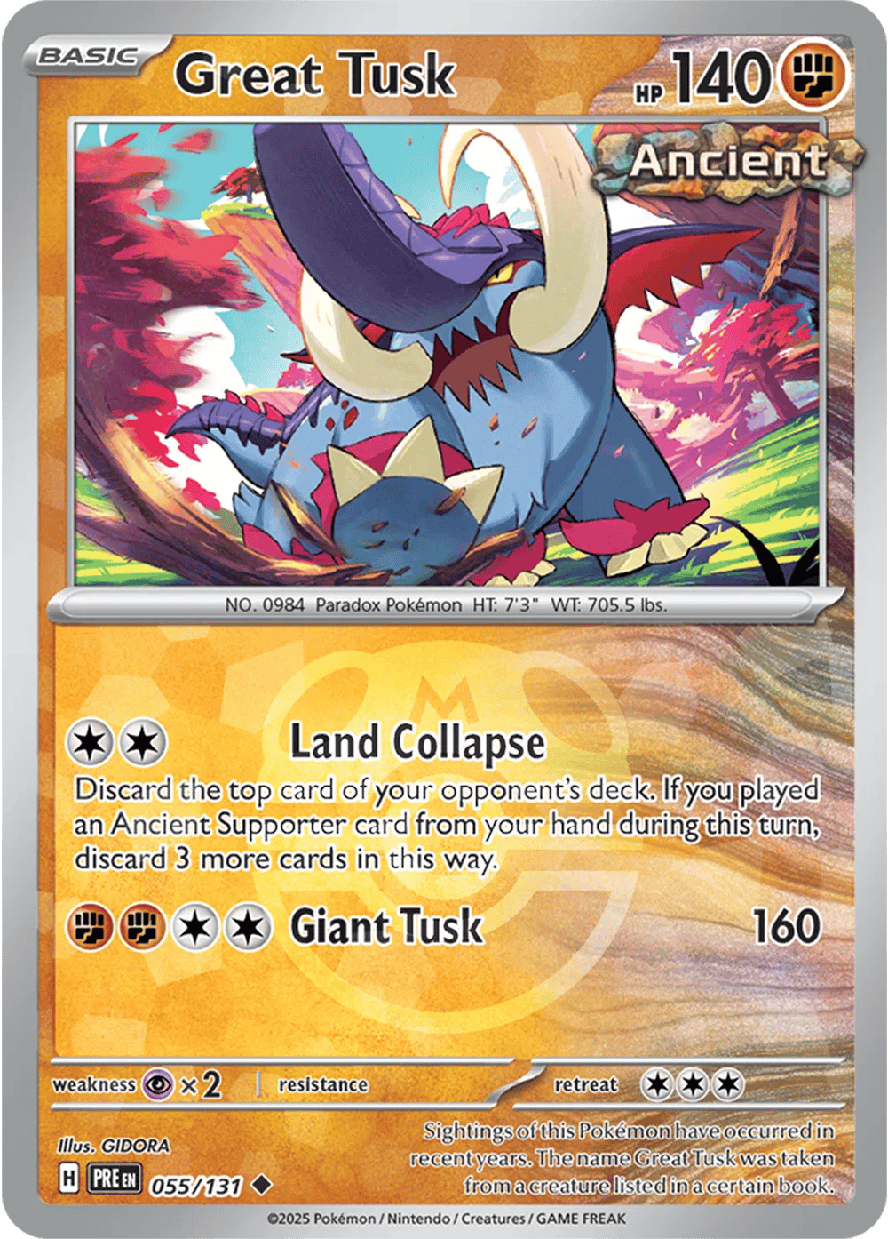 Great Tusk 055/131 - Prismatic Evolutions - Master Ball Pattern