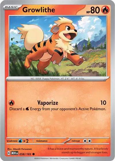 Growlithe 058/165 - Scarlet & Violet 151 - Reverse Holofoil