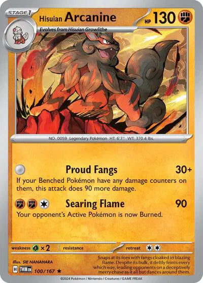 all arcanine pokemon cards Hisuian Arcanine 100/167 - Twilight Masquerade