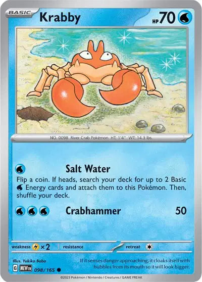 Krabby 098/165 - Scarlet & Violet 151 - Reverse Holofoil