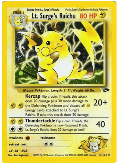 Lt. Surge's Raichu 11/132 - Gym Challenge (Unlimited) - Holofoil