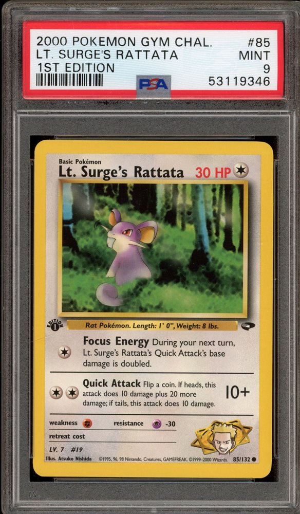 Lt. Surge's Rattata (PSA 9) 85/132 - Gym Challenge (1st Edition) - Holofoil