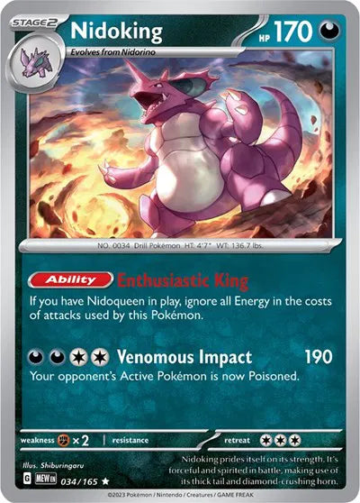 Nidoking 034/165 - Scarlet & Violet 151 - Reverse Holofoil