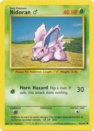 Nidoran M 55/102 - Base Set (Unlimited) - Normal