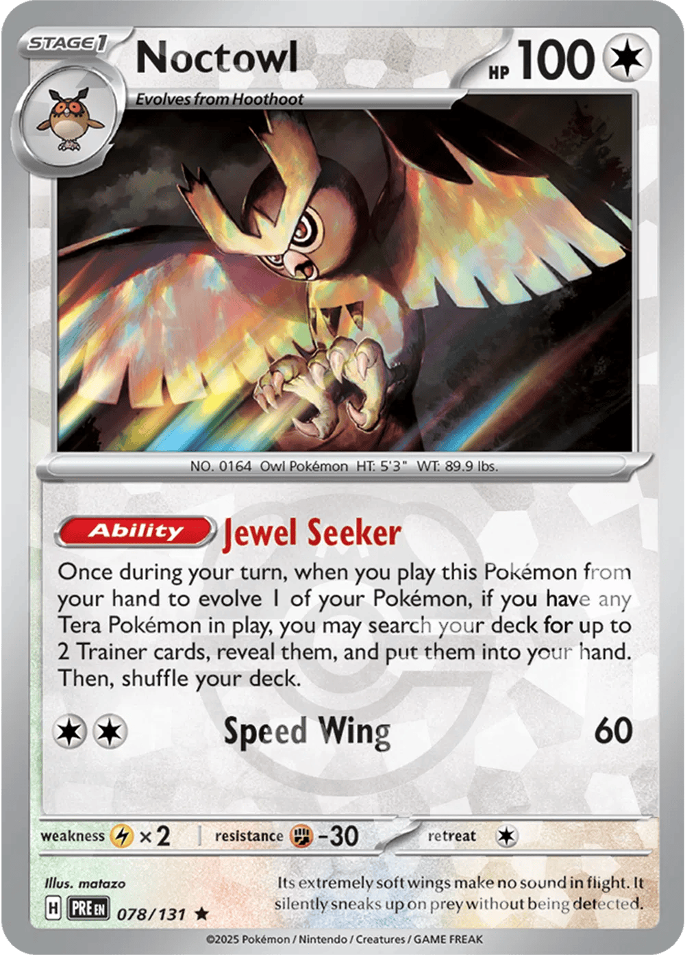 Noctowl 078/131 - Prismatic Evolutions - Master Ball Pattern
