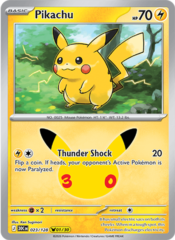 Pikachu 023/128 - 30th Celebration - Holofoil