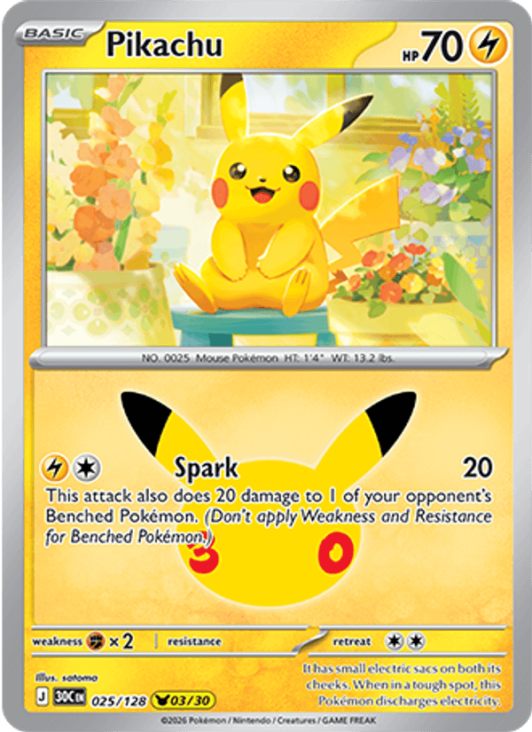 Pikachu 025/128 - 30th Celebration - Holofoil