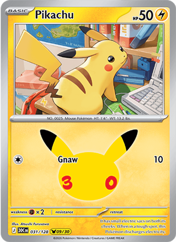 Pikachu 031/128 - 30th Celebration - Holofoil