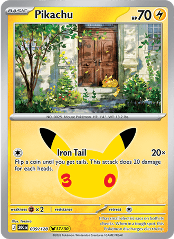 Pikachu 039/128 - 30th Celebration - Holofoil
