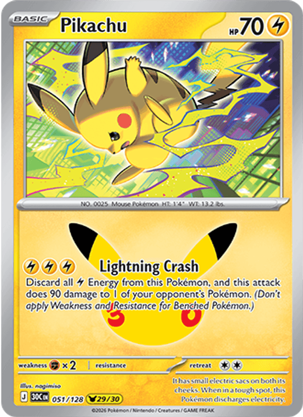 Pikachu 051/128 - 30th Celebration - Holofoil
