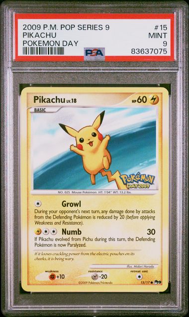 pop9 psa9 2006 ポケモンキッズ ピカチュウ pikachu Pikachu (PSA 9) 15/17 - POP Series 9 - Normal