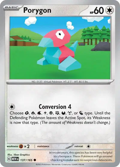 Porygon 137/165 - Scarlet & Violet 151 - Reverse Holofoil