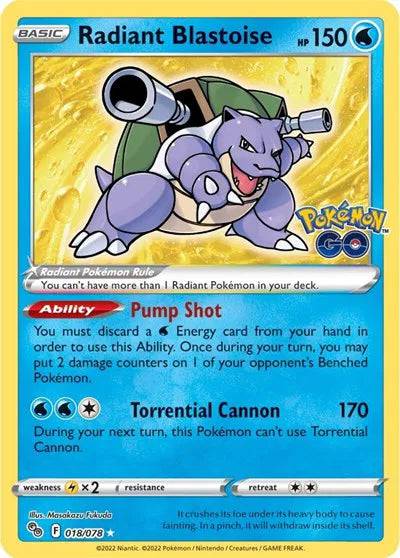 Radiant Blastoise 018/078 - Pokemon Go - Holofoil