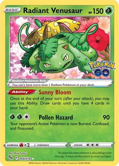 Radiant Venusaur 004/078 - Pokemon Go - Holofoil