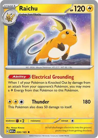 Raichu 026/165 - Scarlet & Violet 151 - Reverse Holofoil
