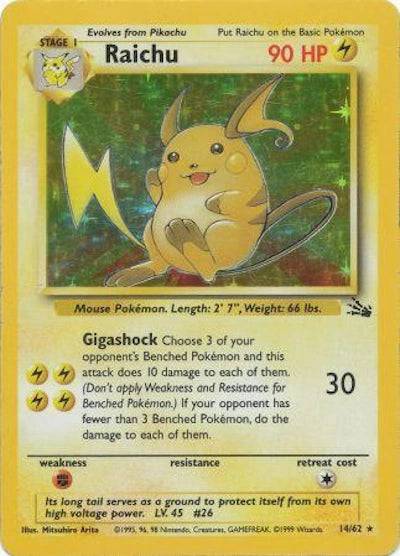 Raichu 14/62 - Fossil (Unlimited) - Holofoil