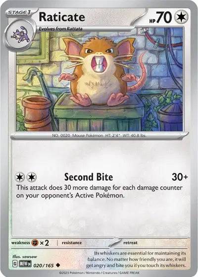 Raticate 020/165 - Scarlet & Violet 151 - Reverse Holofoil