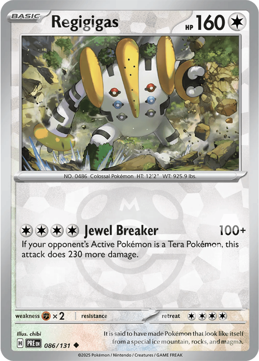 Regigigas 086/131 - Prismatic Evolutions - Master Ball Pattern