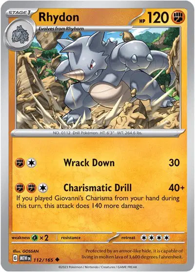 Rhydon 112/165 - Scarlet & Violet 151 - Reverse Holofoil