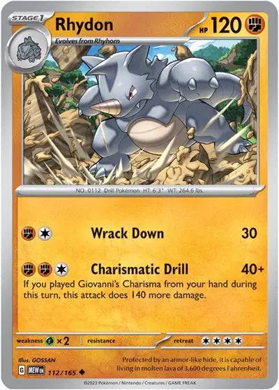 Rhydon 112/165 - Scarlet & Violet 151 - Reverse Holofoil
