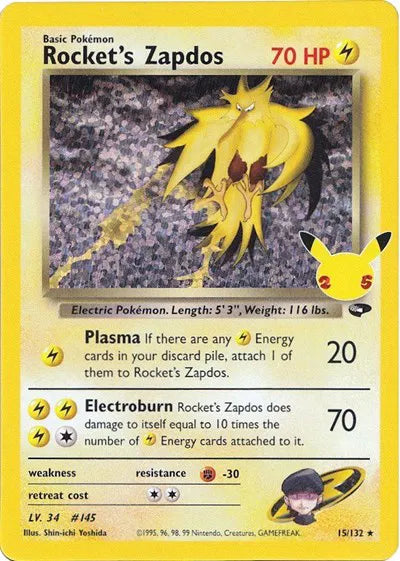 Rocket's Zapdos 15/132 - Celebrations: Classic Collection - Holofoil
