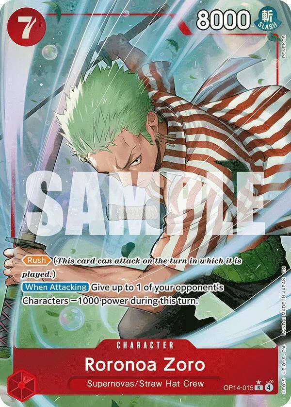 Roronoa Zoro (Alternate Art) OP14-015 - The Azure Sea's Seven - Foil