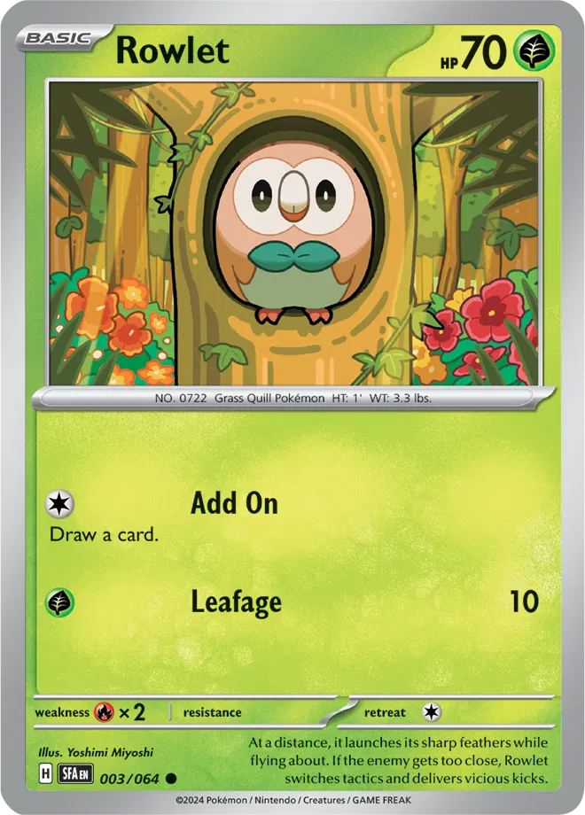 Rowlet 003/064 - Shrouded Fable - Reverse Holofoil
