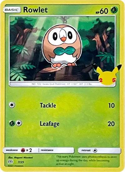 Rowlet 7/25 - McDonald's 25th Anniversary Promos - Holofoil
