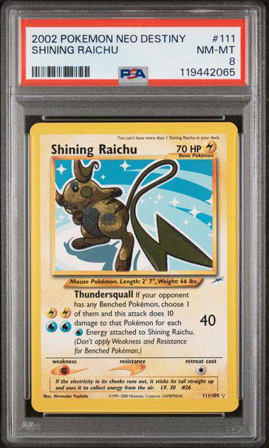shining raichu pokemon card (PSA 8) 111/105 - Neo Destiny (Unlimited) (Dont apply Weakness and Evendo Brushrazer (Edge of Quantity:200 ex Cards Final Fantasy-themed decks