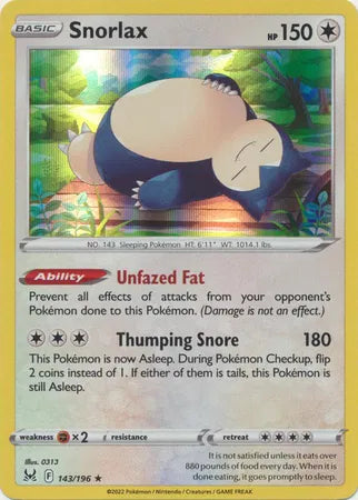 Snorlax 143/196 - Lost Origin - Holofoil Snorlax 143/196 - Lost Origin - Holofoil