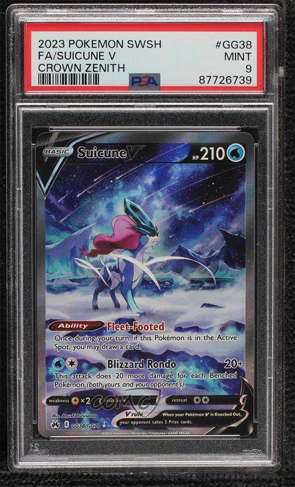 Suicune V (PSA 9) GG38/GG70 - Crown Zenith: Galarian Gallery - Holofoil