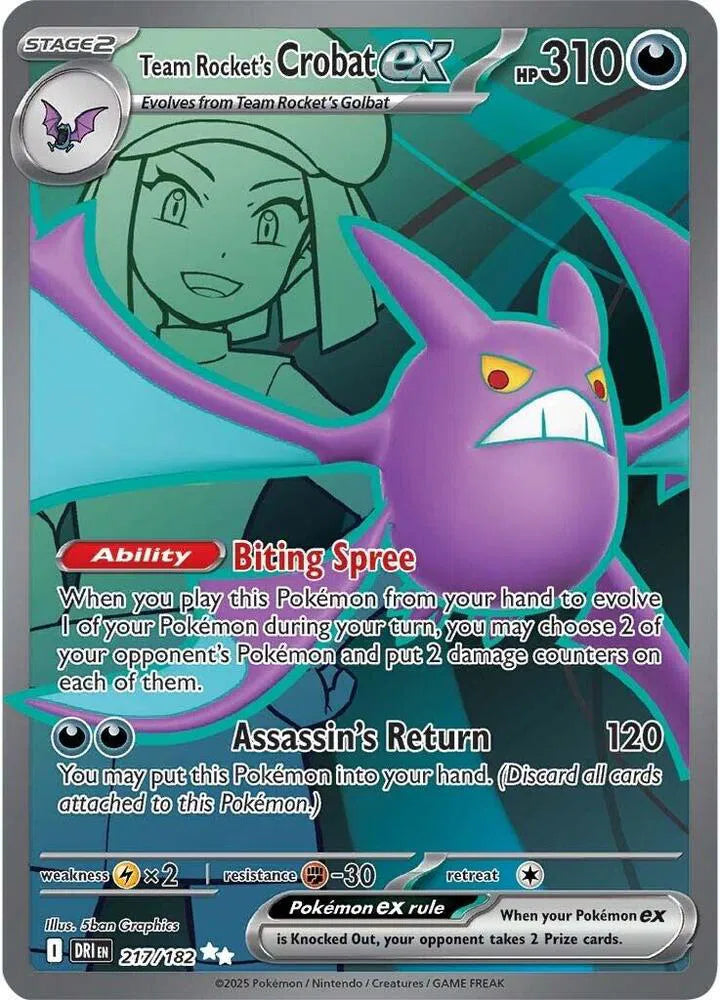 Team Rocket's Crobat ex 217/182 - Destined Rivals - Holofoil