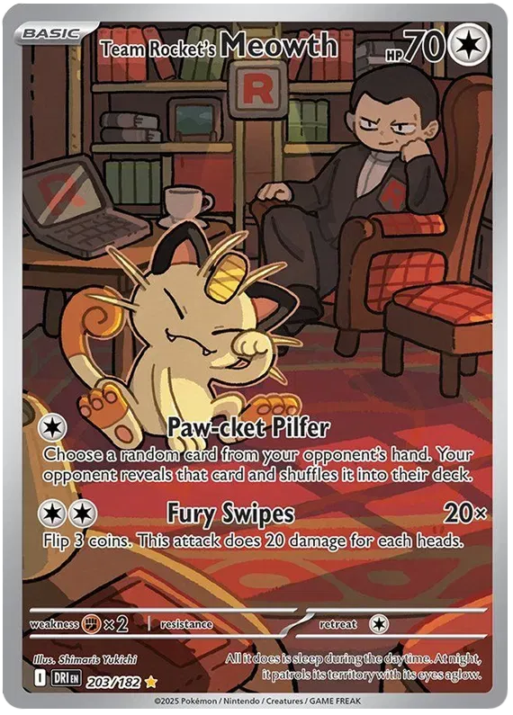 Team Rocket's Meowth 203/182 - Destined Rivals - Holofoil