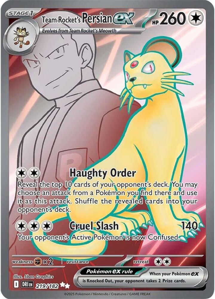 Team Rocket's Persian Ex 219/182 - Destined Rivals - Holofoil